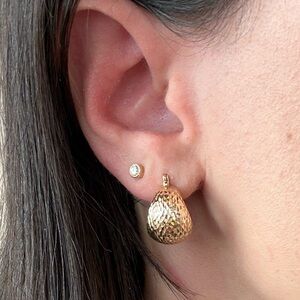 Solid 14k Gold ‘Disco’ Hoops ~ likely vintage ~ 585 marking